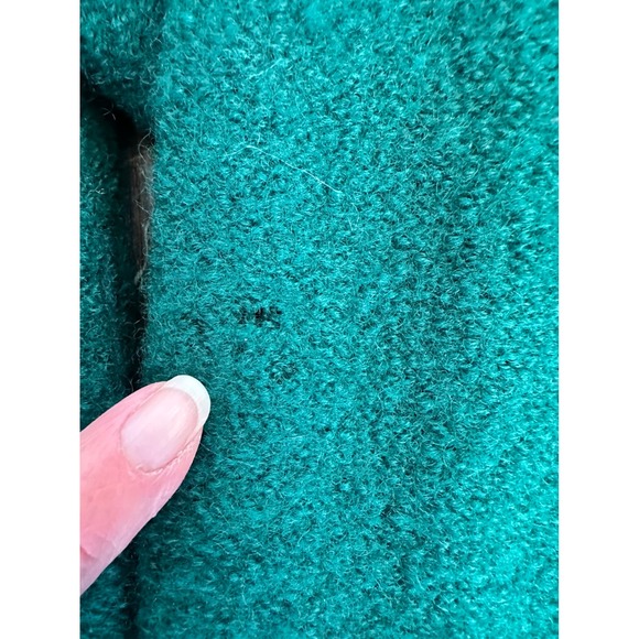 Vintage Tally Ho Boiled Wool Cardigan Sweater Emerald Green Silver Button Large - Picture 8 of 8